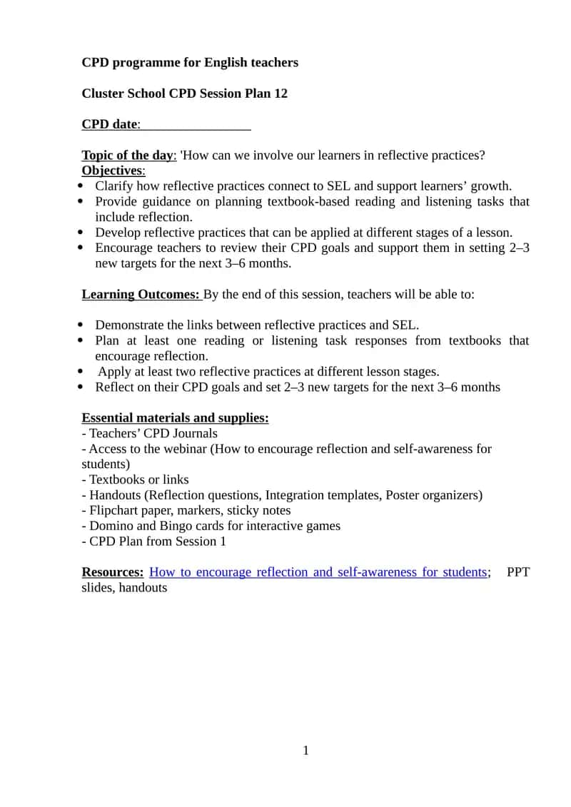 Cluster School CPD Session Plan 12 1