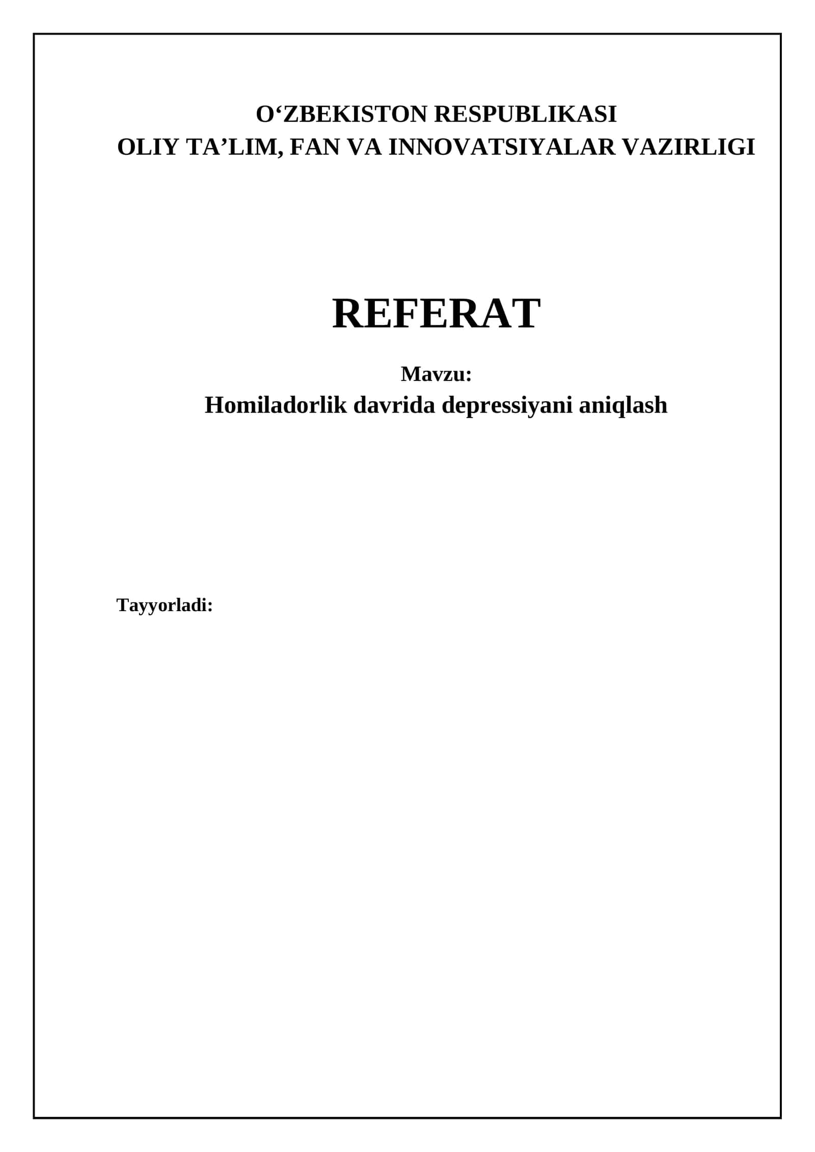 Homiladorlik davrida depressiyani aniqlash 1