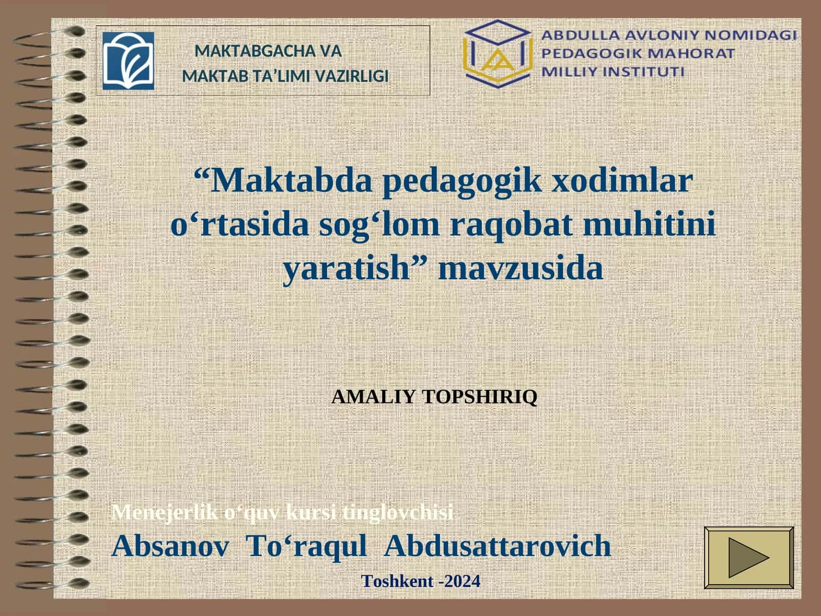 Maktabda pedagogik xodimlar o‘rtasida sog‘lom raqobat muhitini yaratish 1