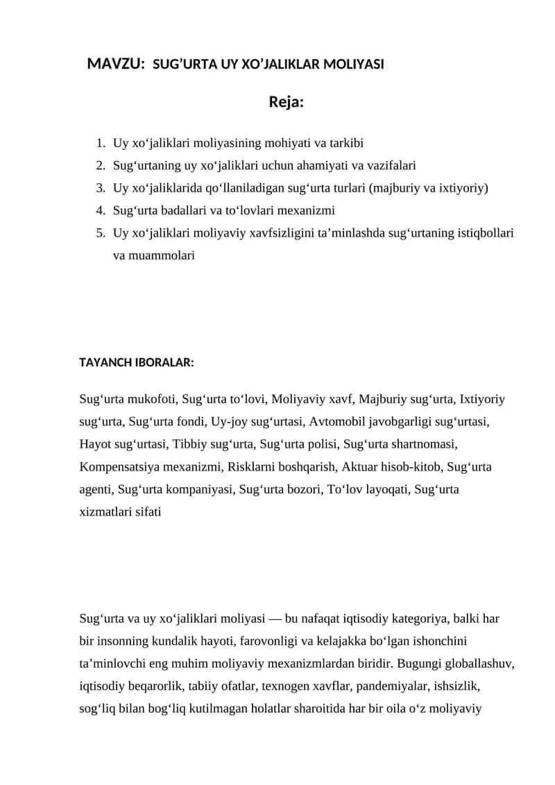 SUG’URTA UY XO’JALIKLAR MOLIYASI 1