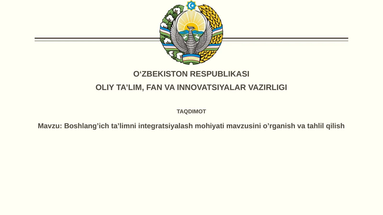Boshlangʼichtaʼlimniintegratsiyalashmohiyatimavzusinioʼrganishvatahlilqilish 1