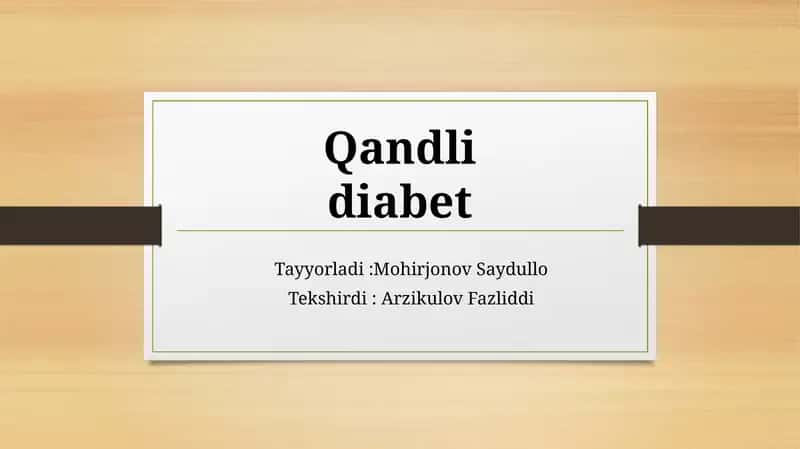 Qandli Diabet 1