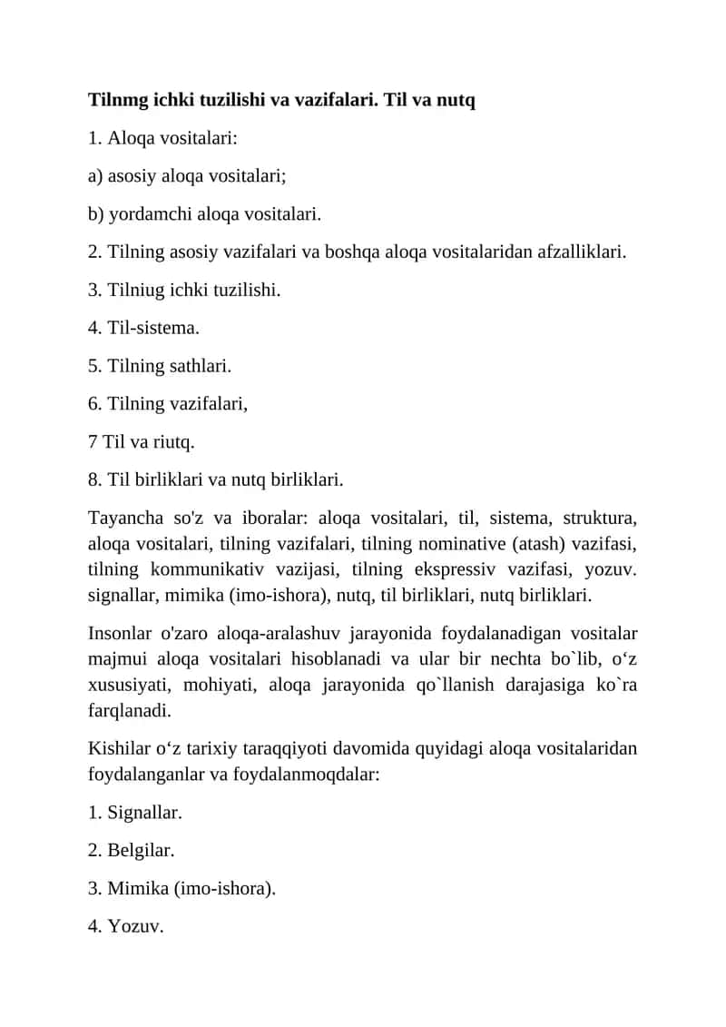 Tilning Ichki Tuzilishi va Vazifalari 1