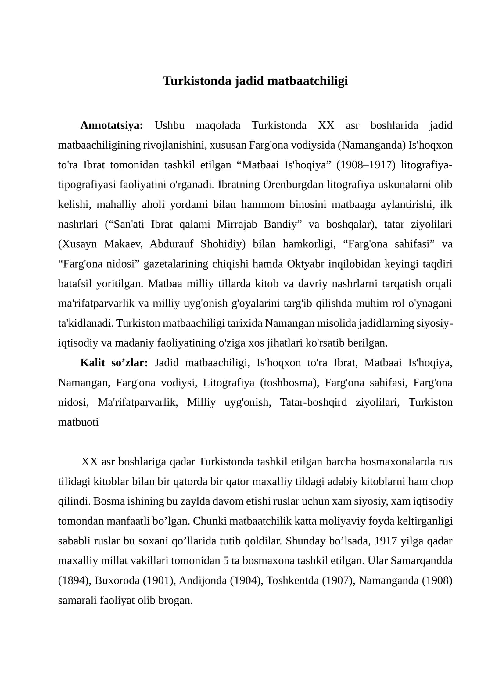 Turkistonda jadid matbaatchiligi 1