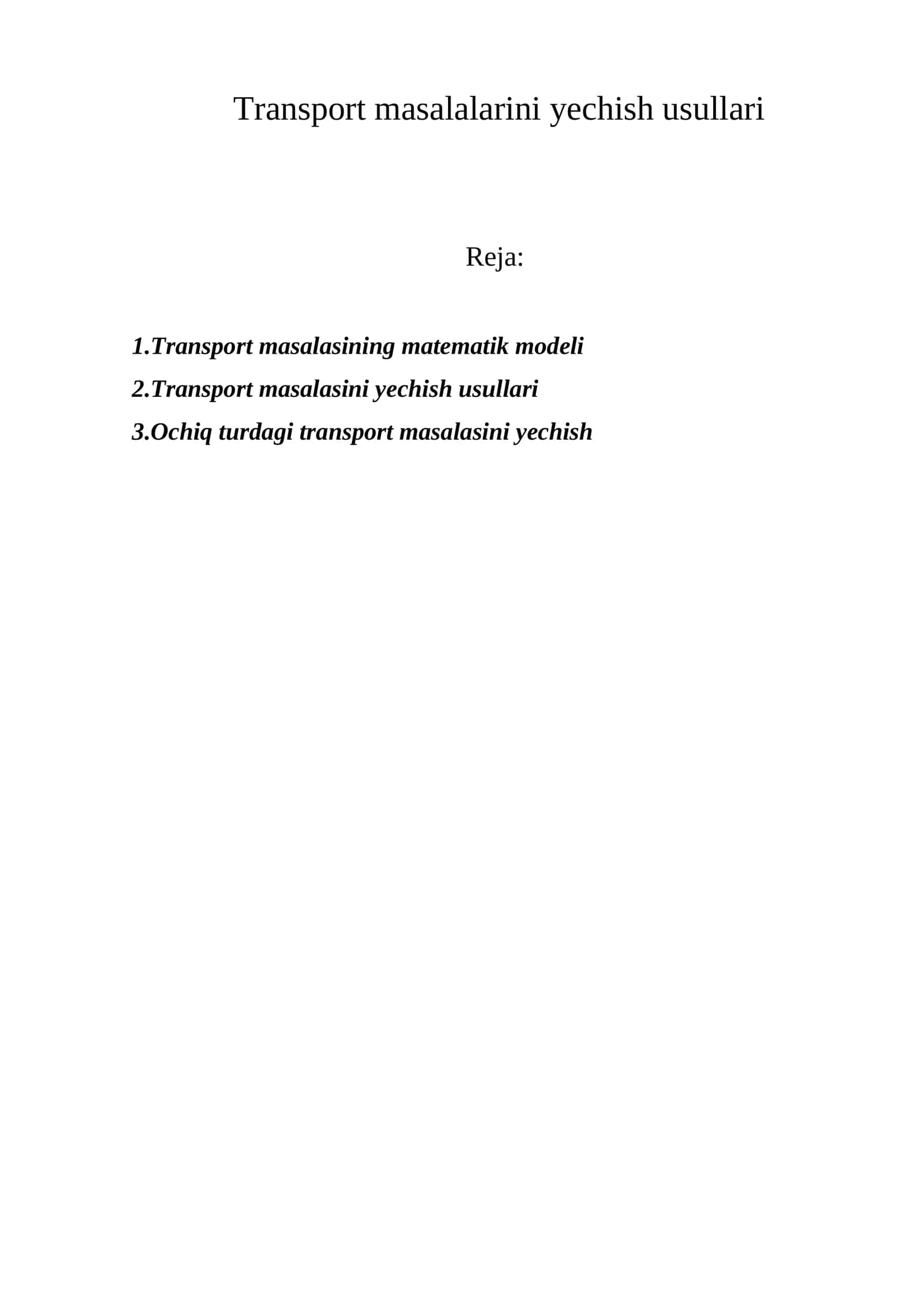 Transport masalalarini yechish usullari 1