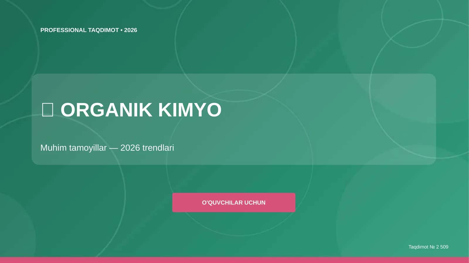 Organik kimyo: muhim tamoyillar (2026 trendlari) [o'quvchilar uchun] 1