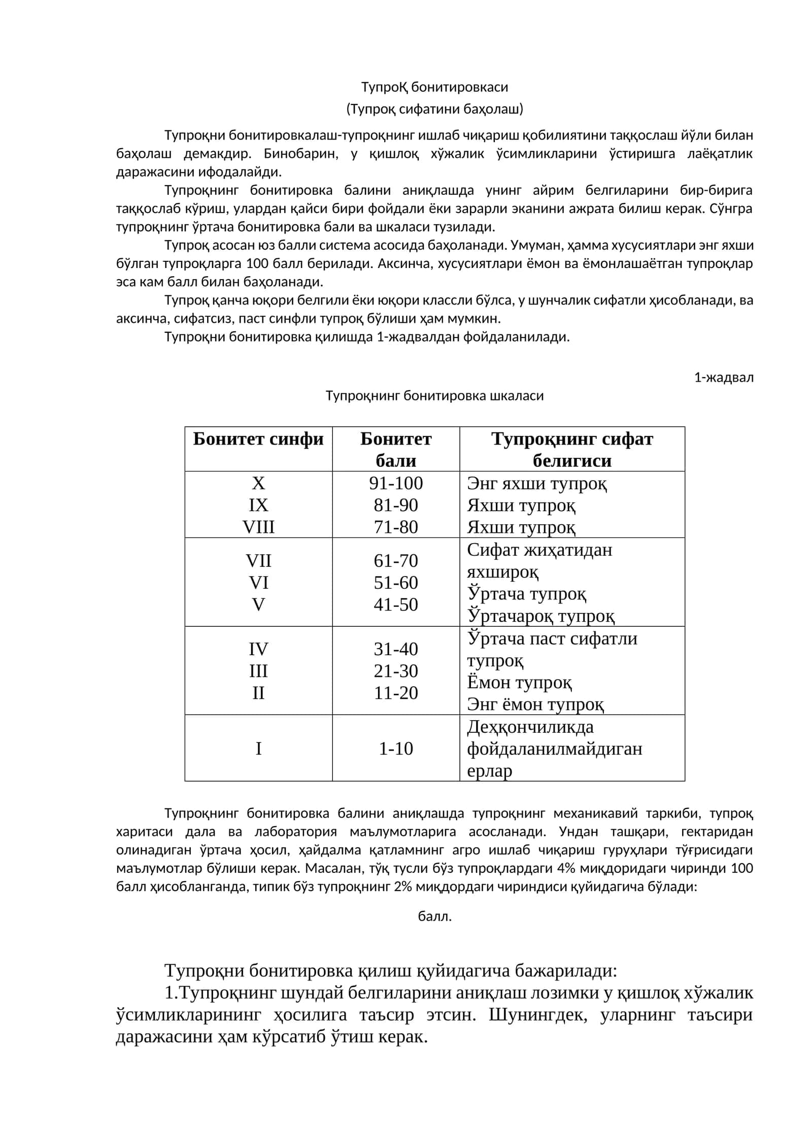 ТупроҚ бонитировкаси 1