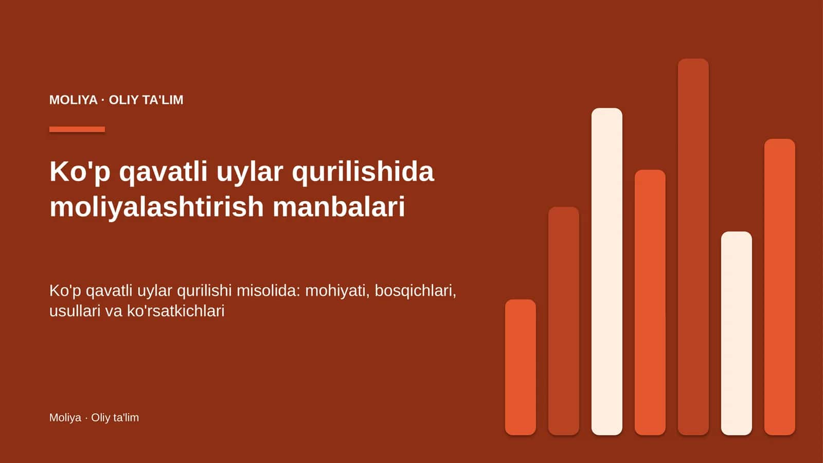 Ko'p qavatli uylar qurilishida moliyalashtirish manbalari 1