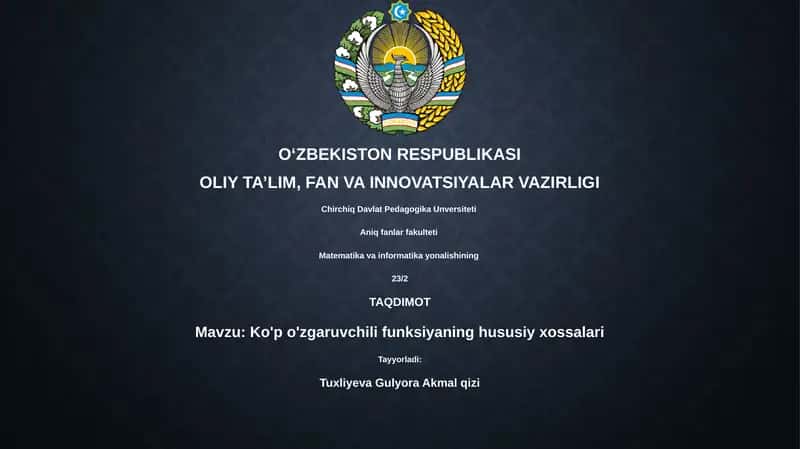 Ko'p o'zgaruvchili funksiyaning hususiy xossalari 1