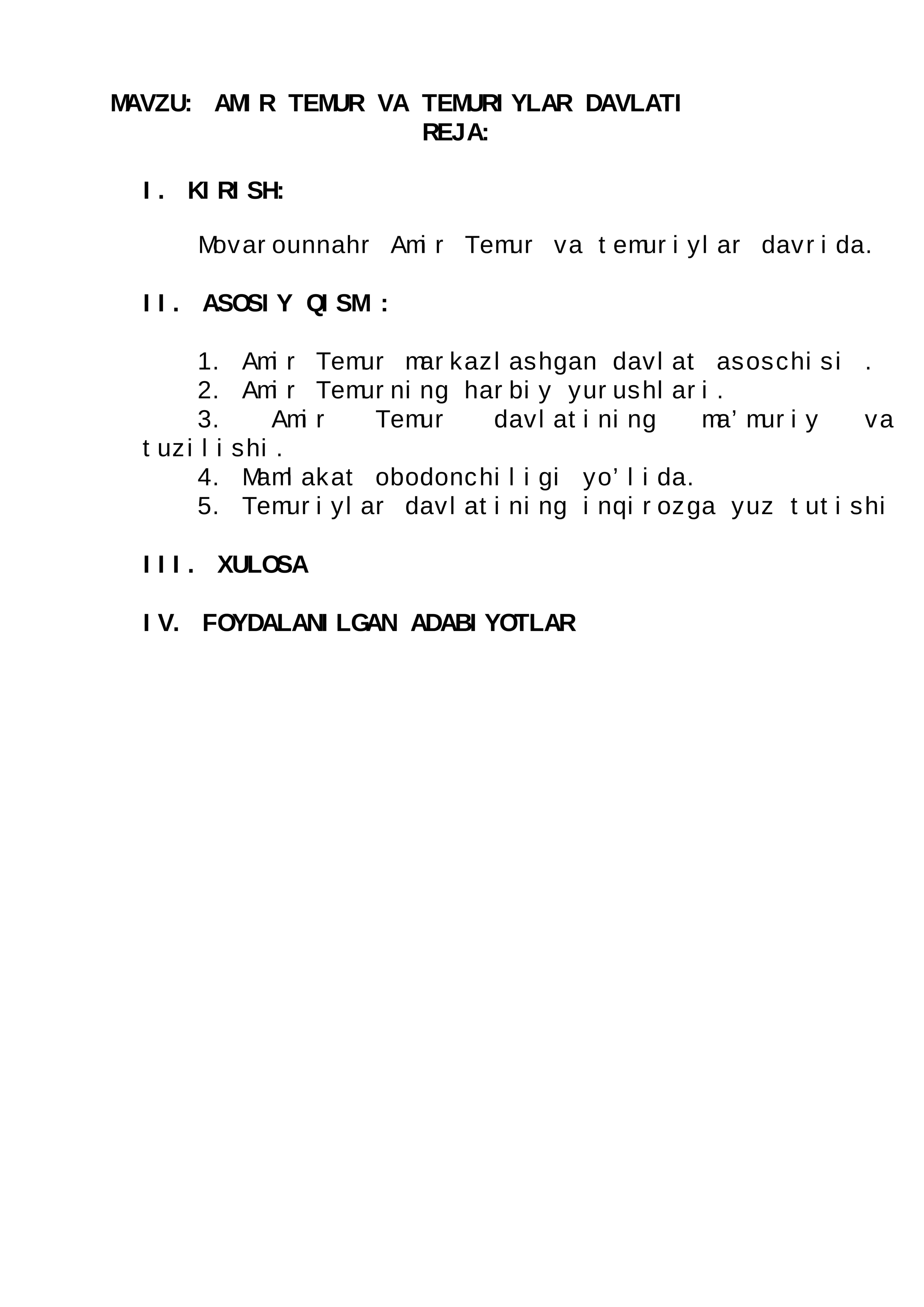 AMIR TEMUR VA TEMURIYLAR DAVLATI