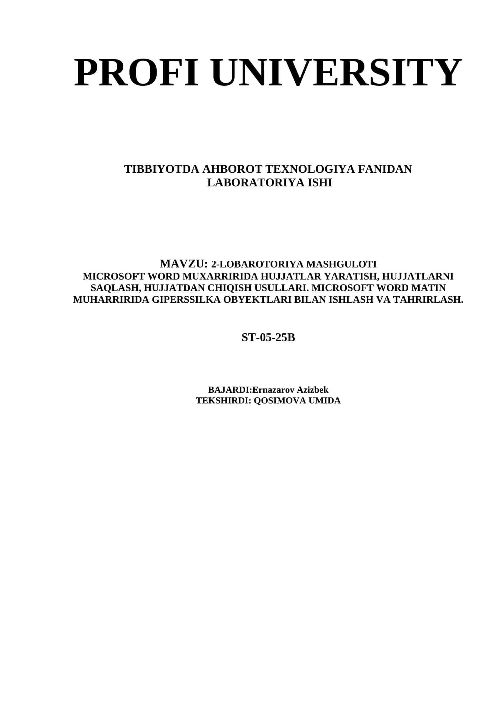 2-Lobaratoriya mashg‘uloti: Microsoft Word 1