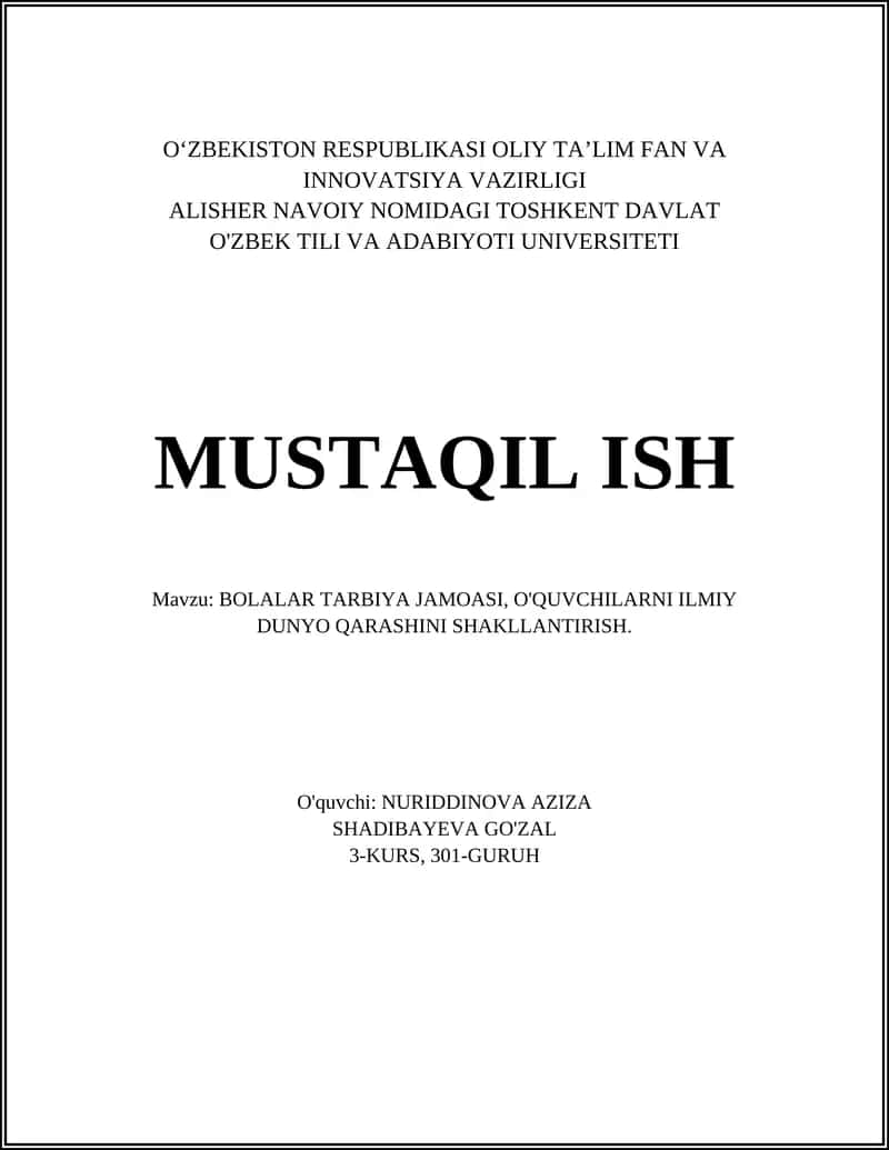 BOLALAR TARBIYA JAMOASI 1