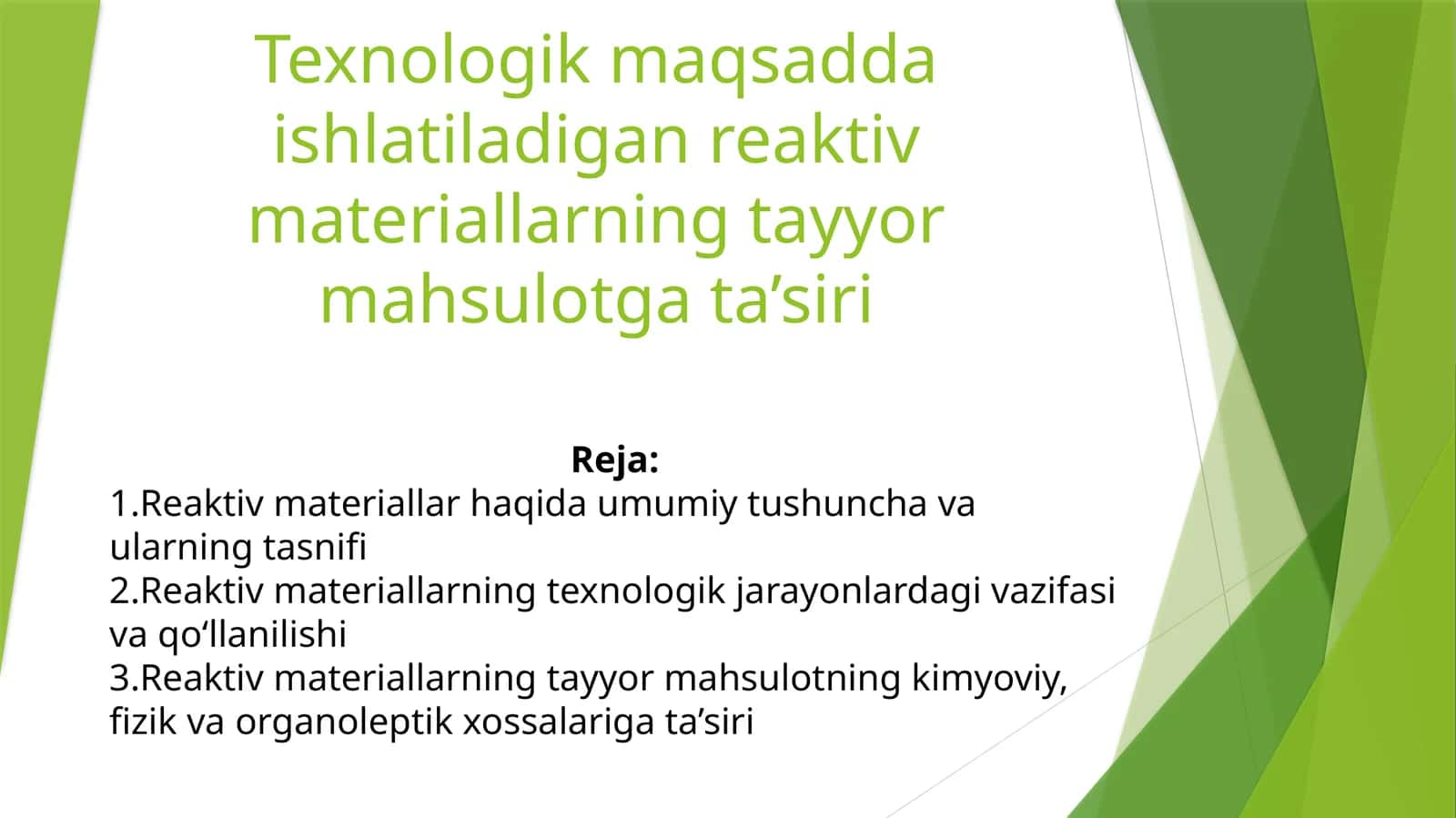 Reaktiv materiallar va ularning tayyormahsuloti 1