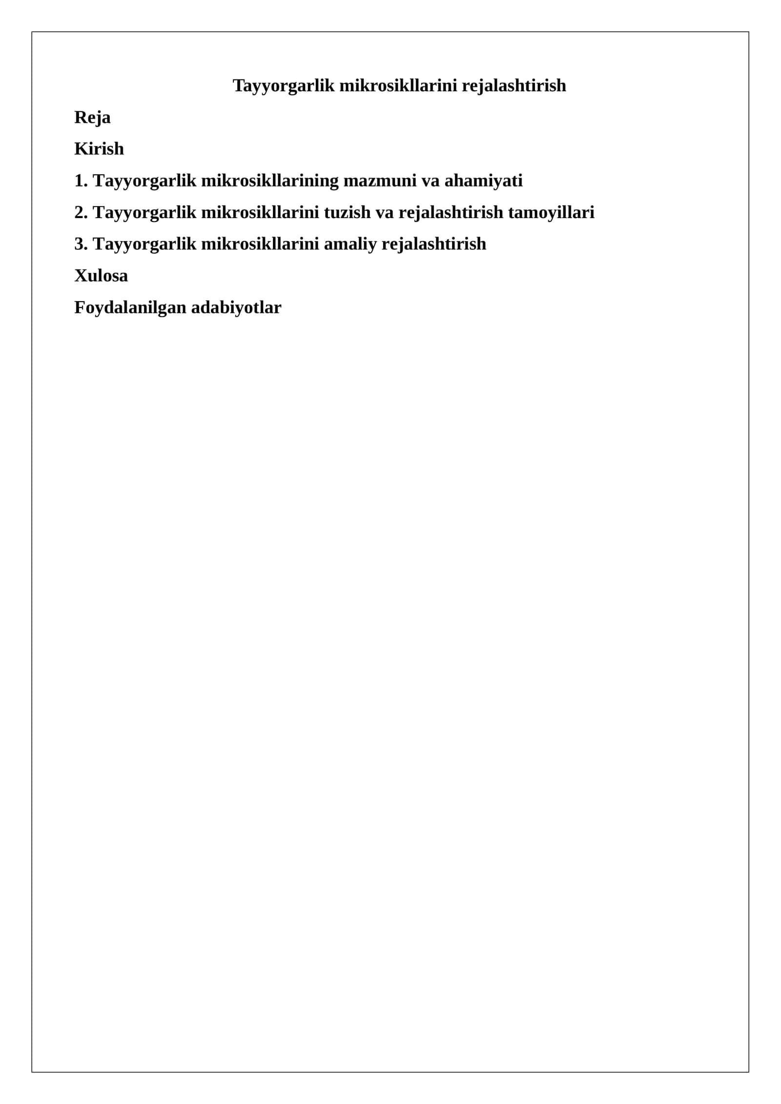 Tayyorgarlik mikrosikllarini rejalashtirish 1