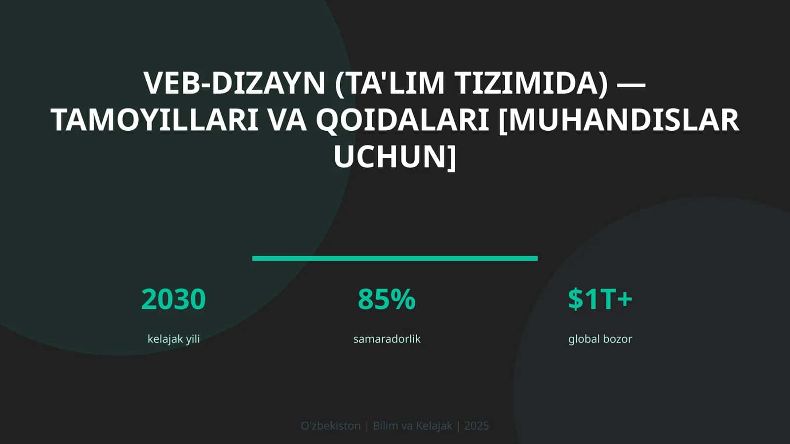 VEB-DIZAYN (TA'LIM TIZIMIDA) — TAMOYILLARI VA QOIDALARI [MUHANDISLAR UCHUN] 1