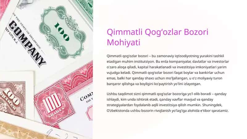 Qimmatli Qogʻozlar Bozori Mohiyati 1