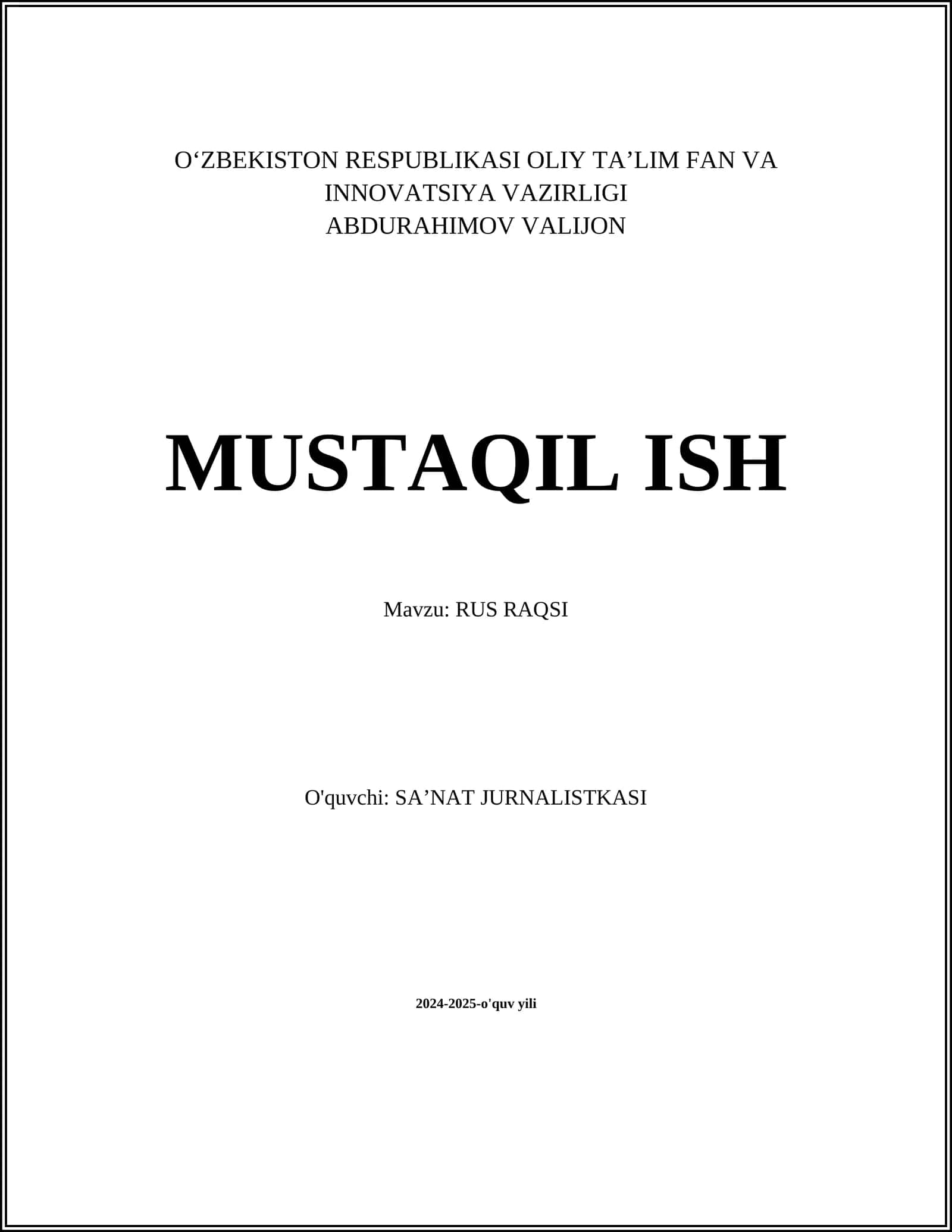 Rus raqsining tarixi 1
