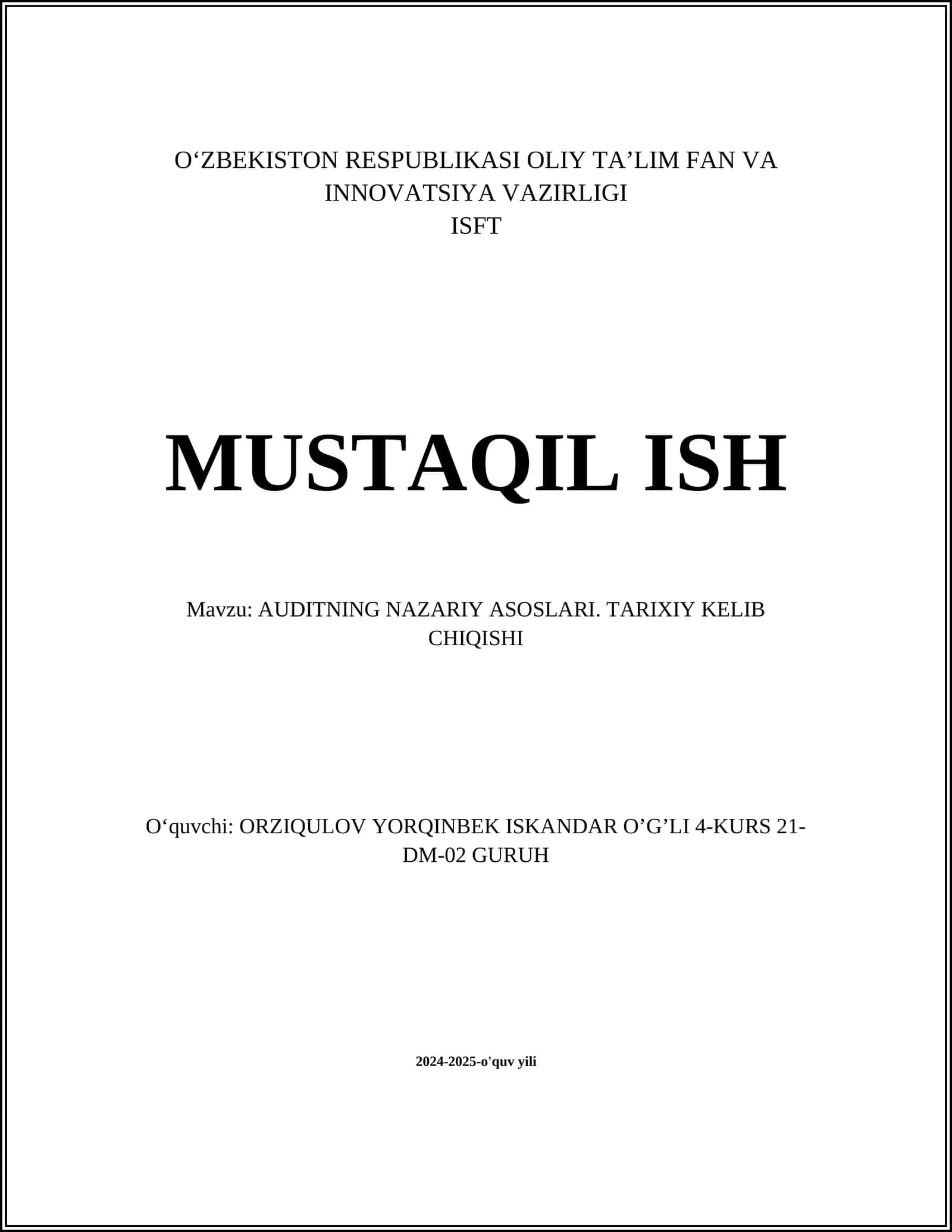 AUDITNING NAZARIY ASOSLARI 1