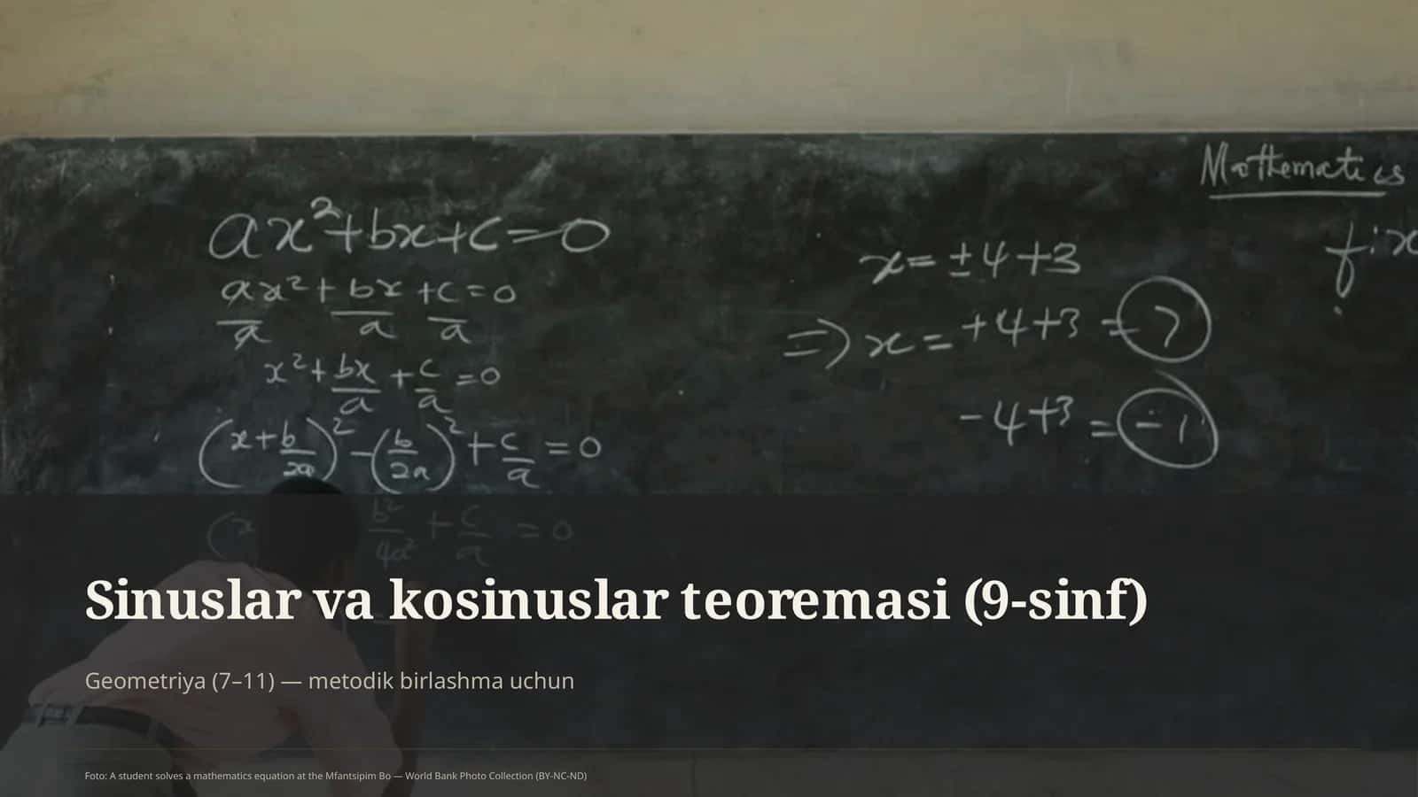 Sinuslar va kosinuslar teoremasi (9-sinf) 1