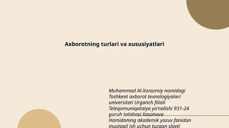 Axborotning turlari va xususiyatlari 1