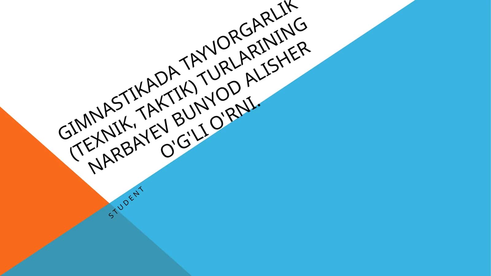 Gimnastikada tayvorgarlik (texnik, taktik) turlarining NARBAYEV BUNYOD ALISHER O'G'LI o'rni 1