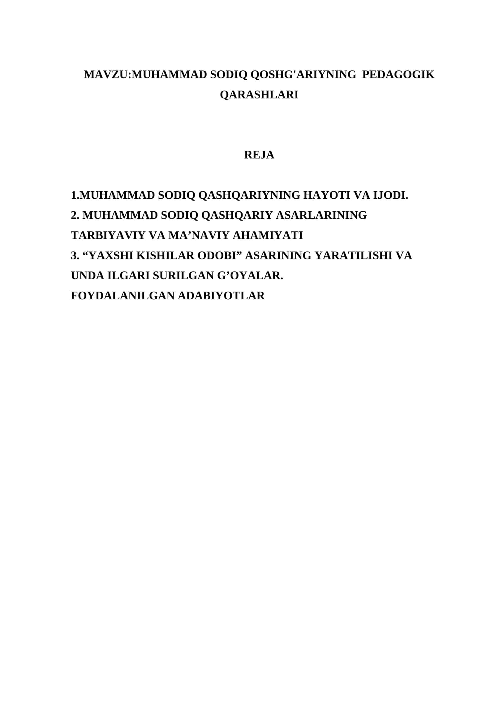 MUHAMMAD SODIQ QOSHG'ARIYNING  PEDAGOGIK QARASHLARI 1