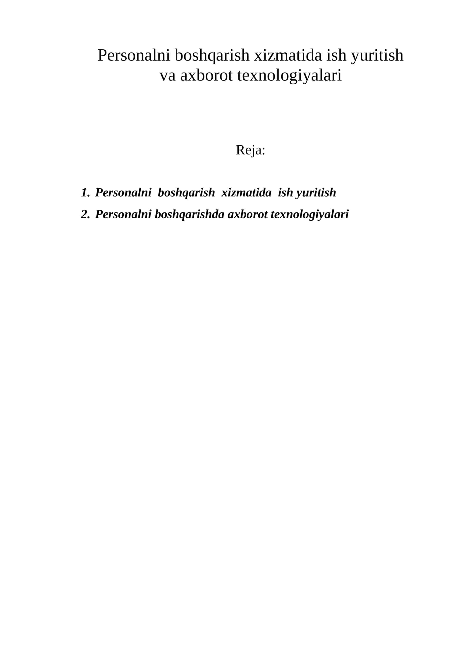 Personalni boshqarish xizmatida ish yuritish 1