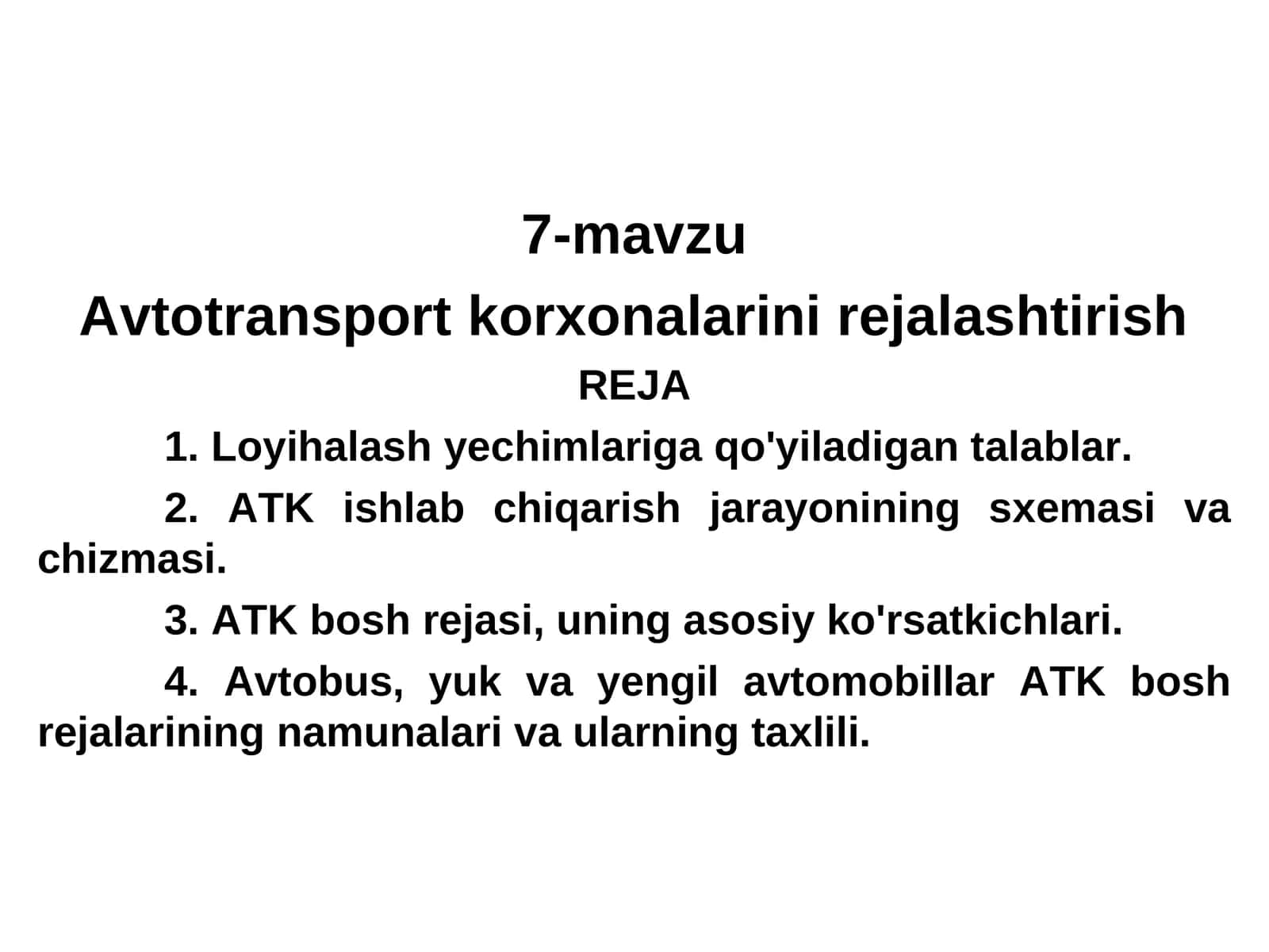 Avtotransport korxonalarini rejalashtirish 1
