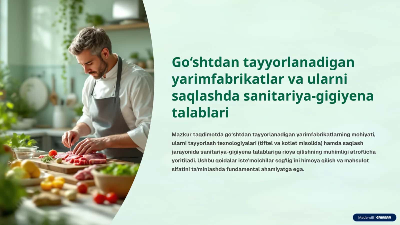Go‘shtdan tayyorlanadigan yarimfabrikatlar va ularni saqlashda sanitariya-gigiyena talablari 1