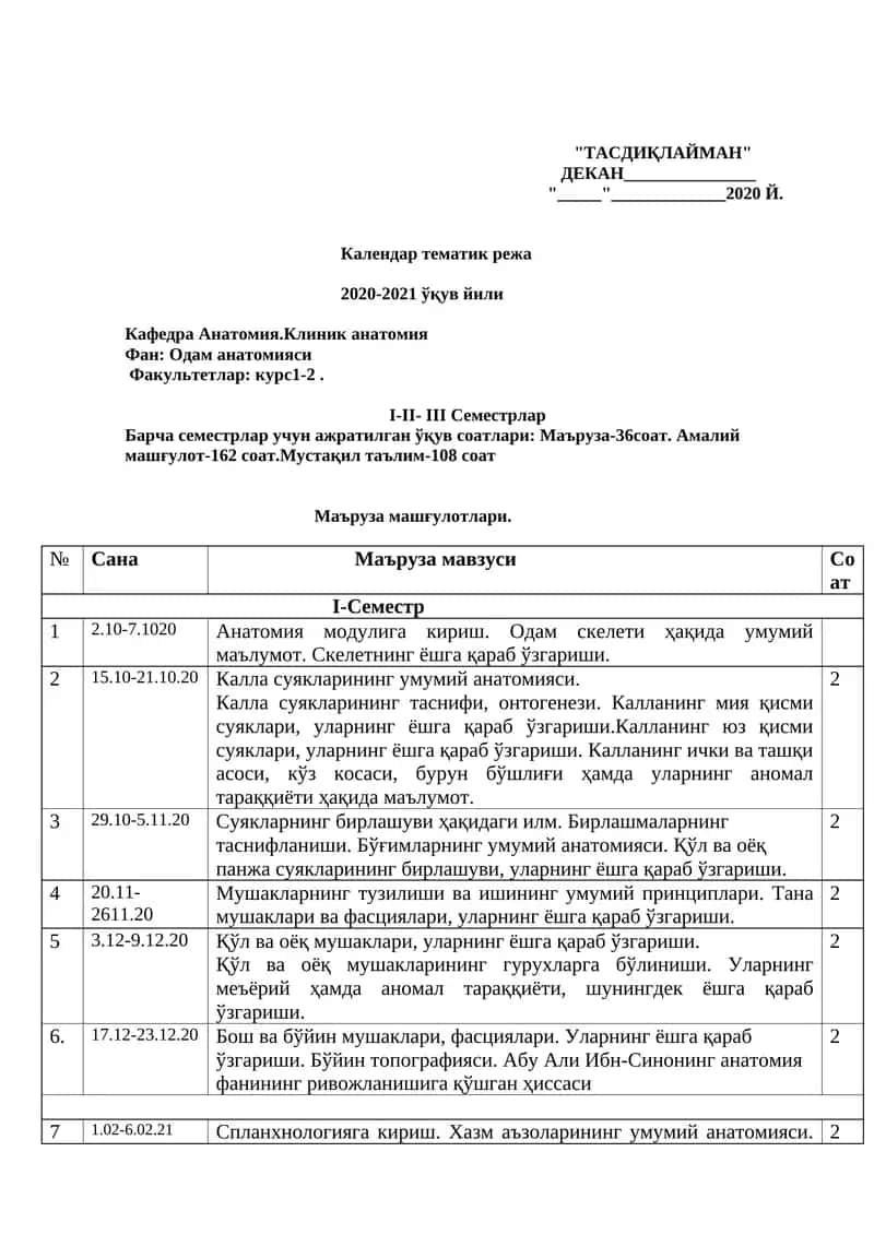 Календар тематик режа 2020-2021 ўқув йили 1