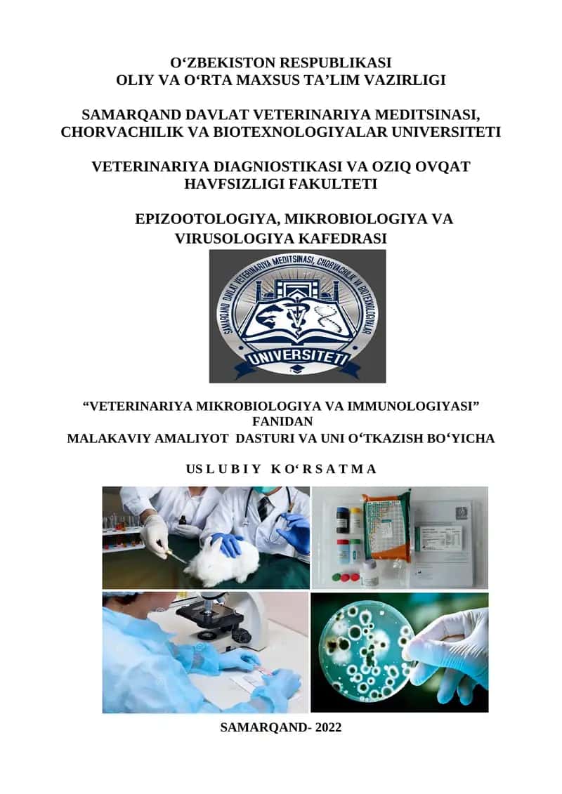 VETERINARIYA MIKROBIOLOGIYA VA IMMUNOLOGIYASI 1