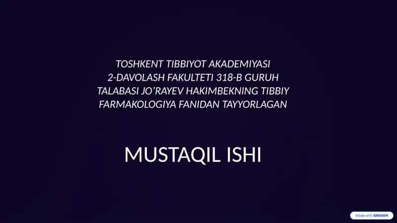 Xavfli o‘smalarga qarshi dori vositalari 1