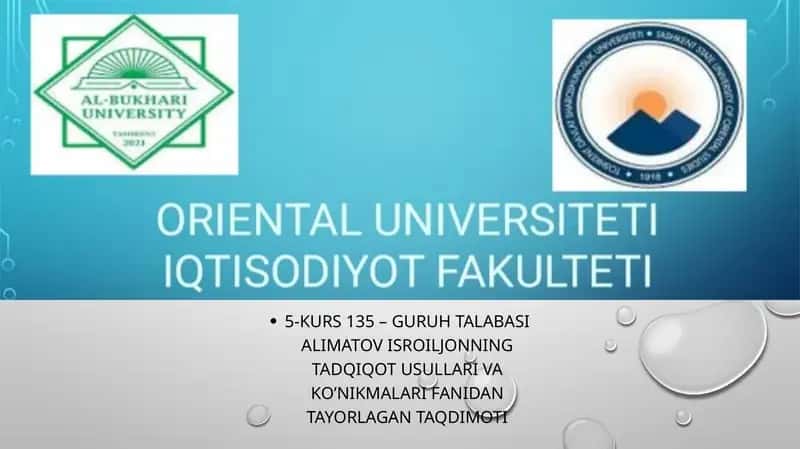 TADQIQOT USULLARI VA KO’NIKMALARI FANIDAN TAYORLAGAN TAQDIMOTI 1