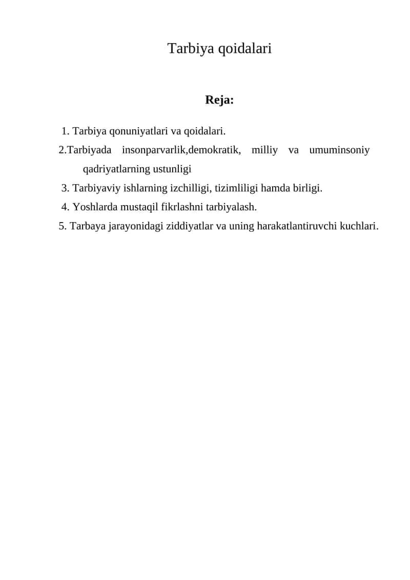 Tarbiya qoidalari 1