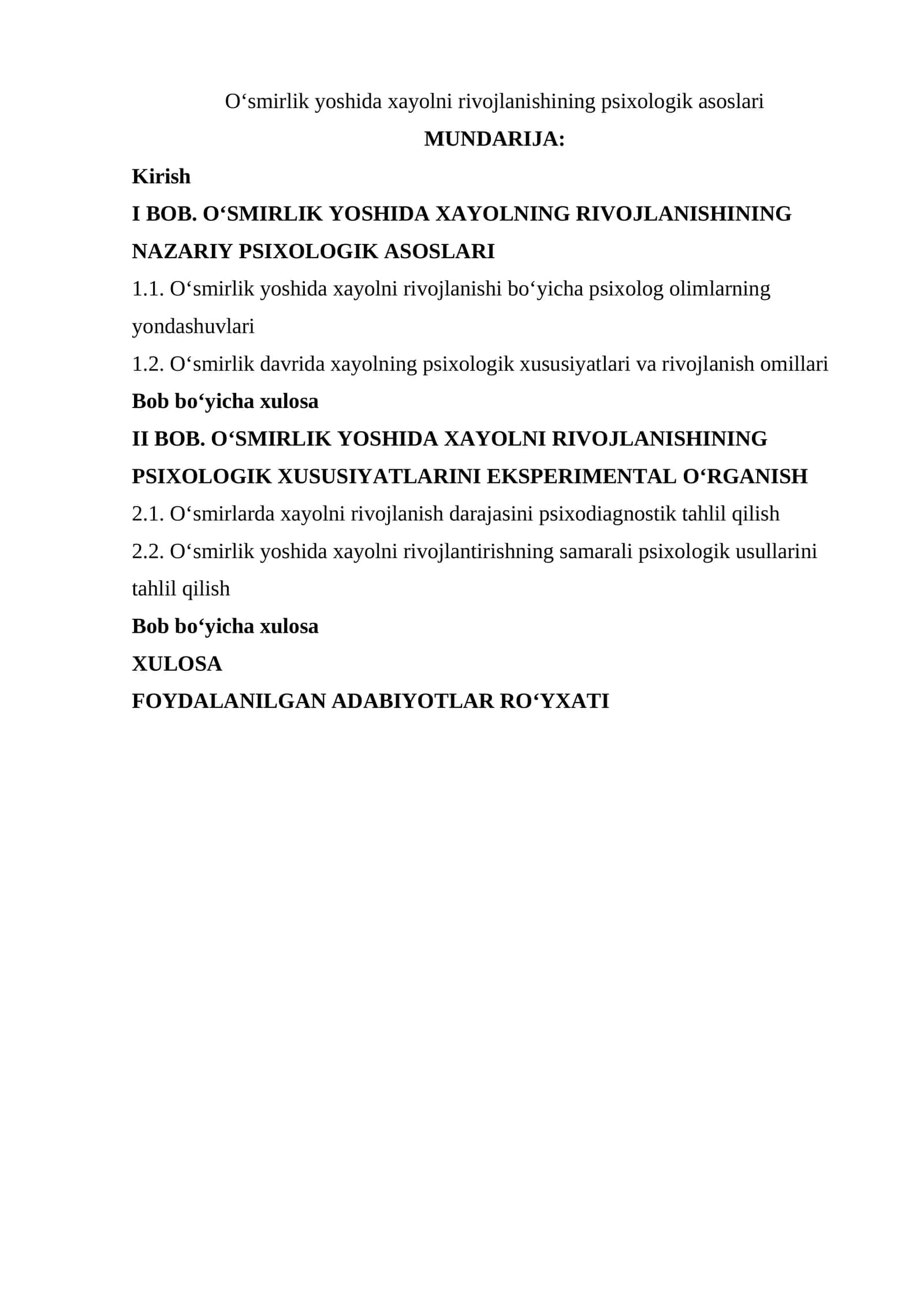 O‘smirlik yoshida xayolni rivojlanishining psixologik asoslari 1