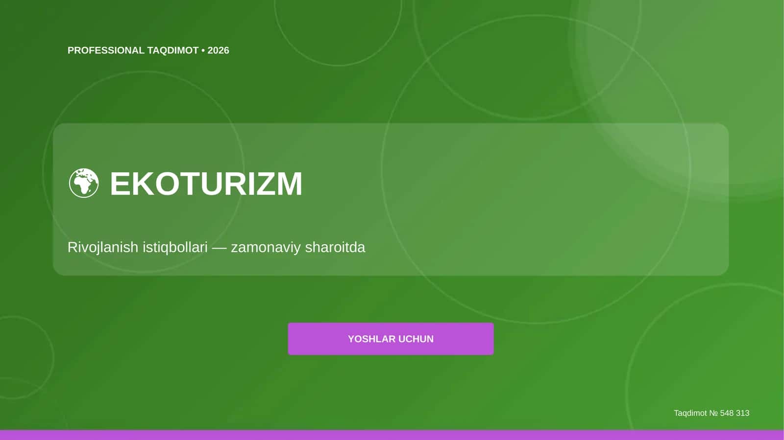 Ekoturizm: rivojlanish istiqbollari (zamonaviy sharoitda) [yoshlar uchun] 1