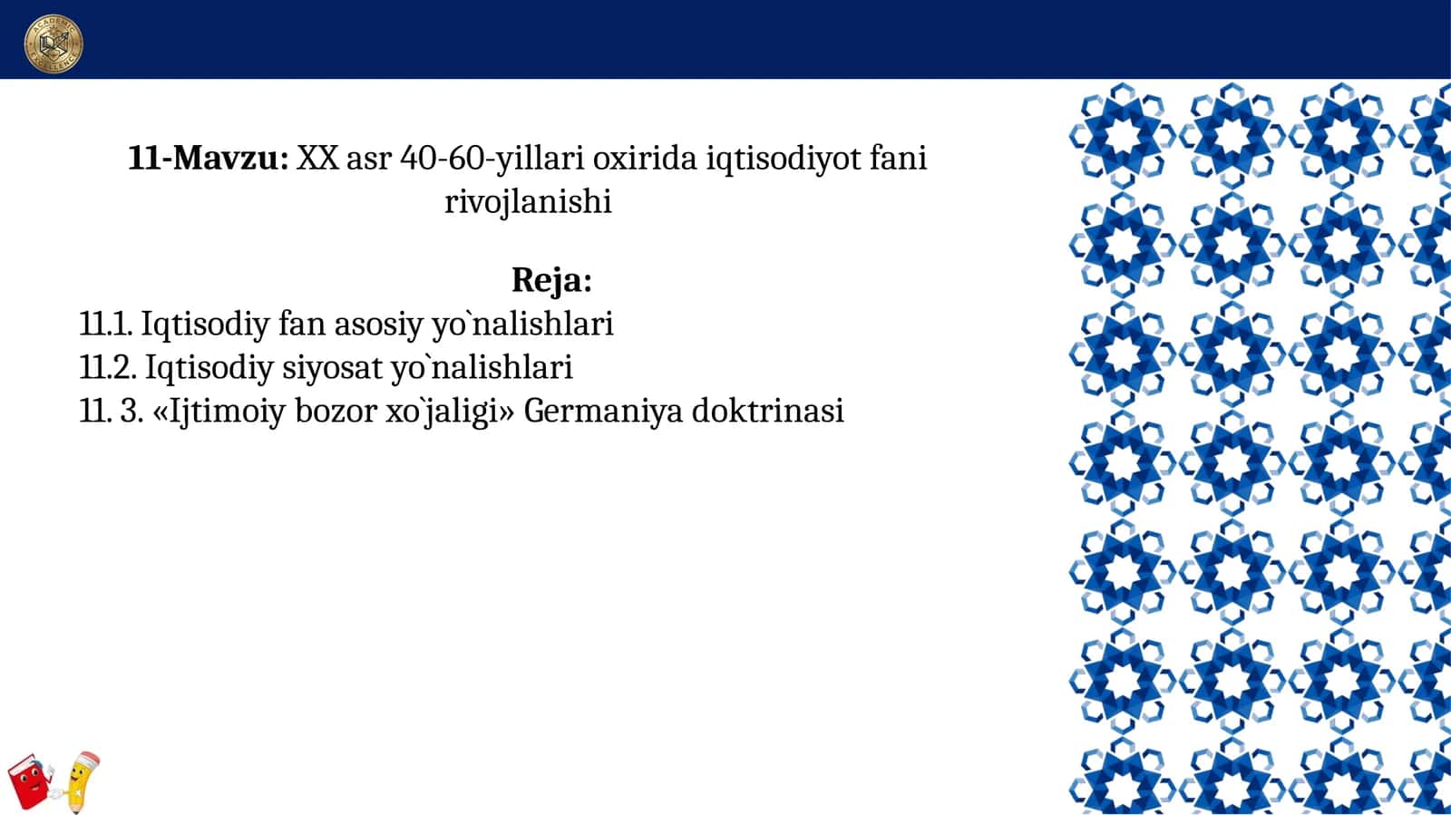 XX asr 40-60-yillari oxirida iqtisodiyot fani rivojlanishi 1