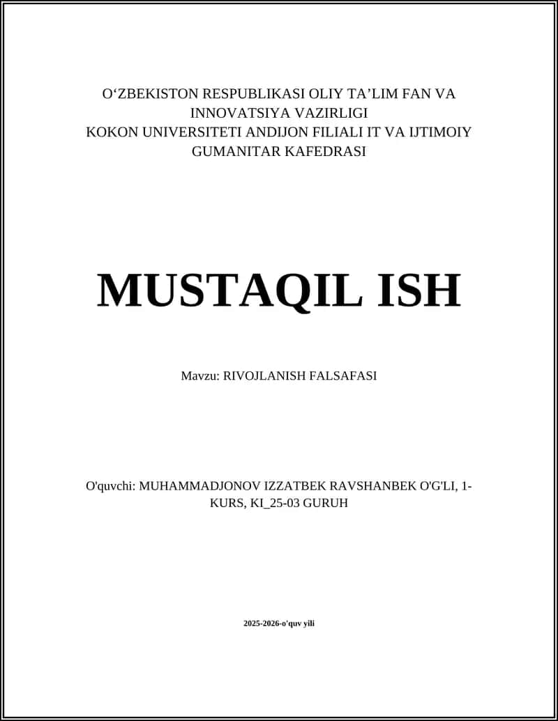 RIVOJLANISH FALSAFASI 1