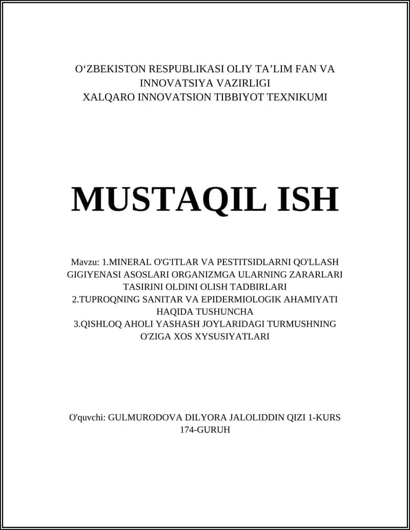 Mineral o'g'itlar va pestitsidlarning inson organizmiga kirish yo'llari 1