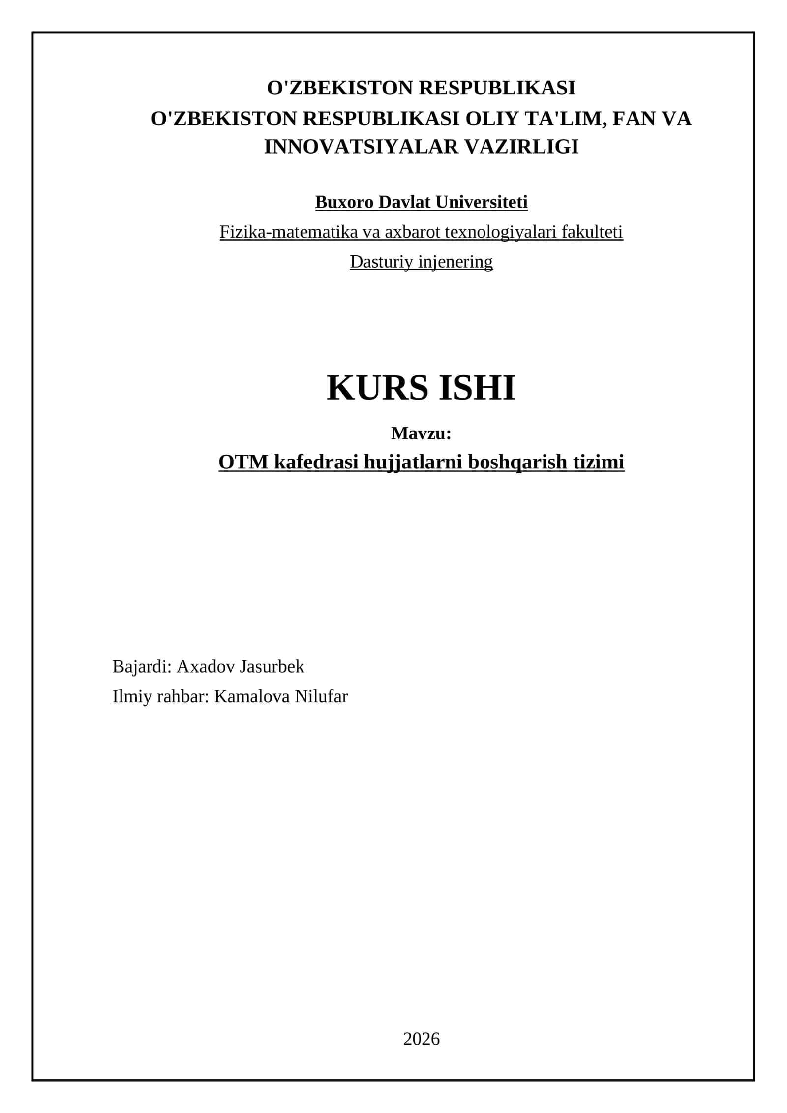 OTM kafedrasi hujjatlarni boshqarish tizimi 1