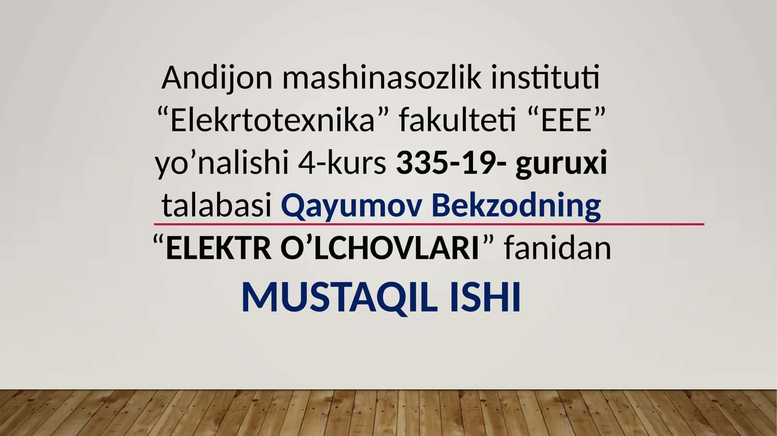 Elektr O’lcholari 1