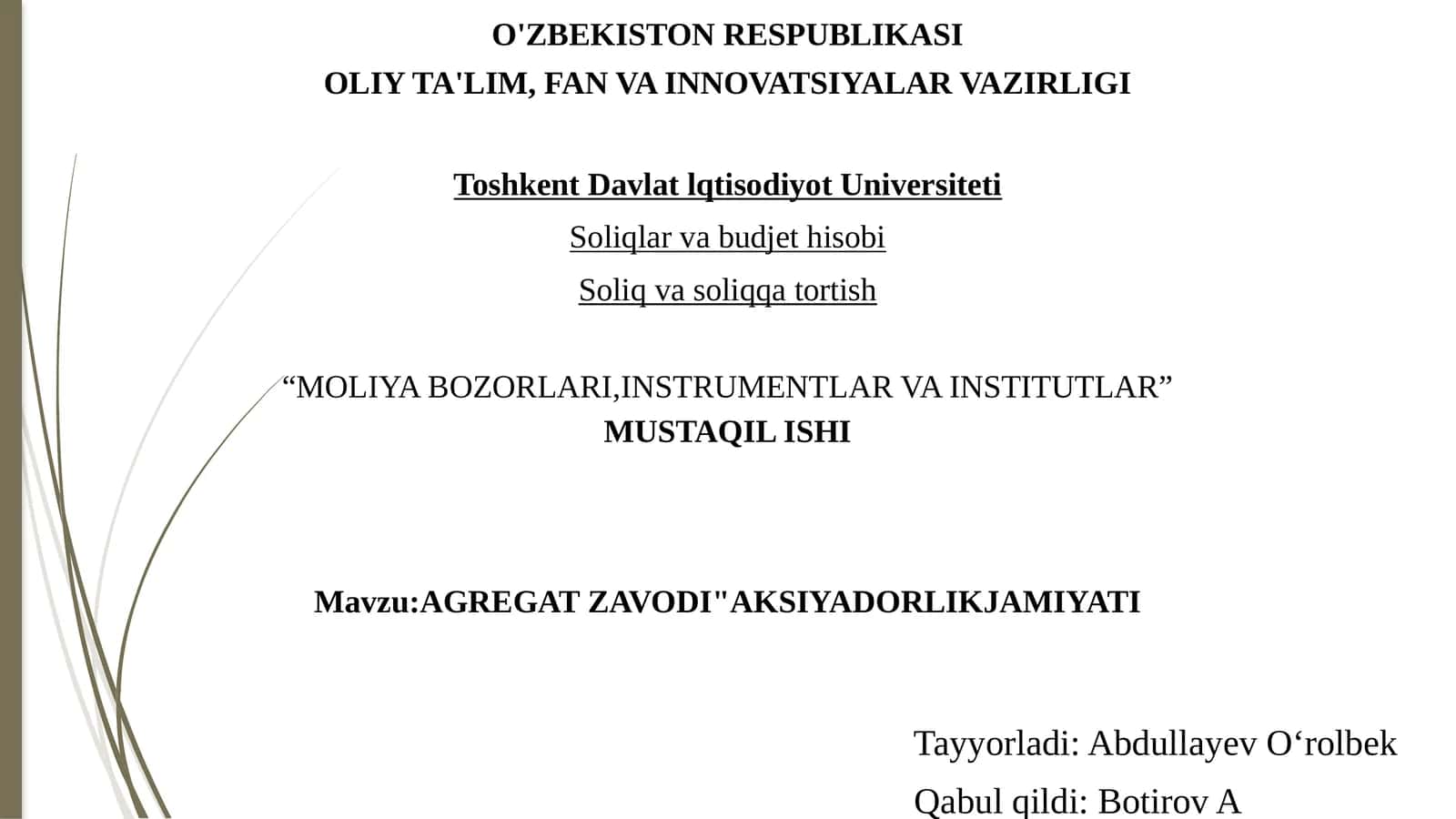 AGREGATZAVODI"AKSIYADORLIKJAMIYATI 1