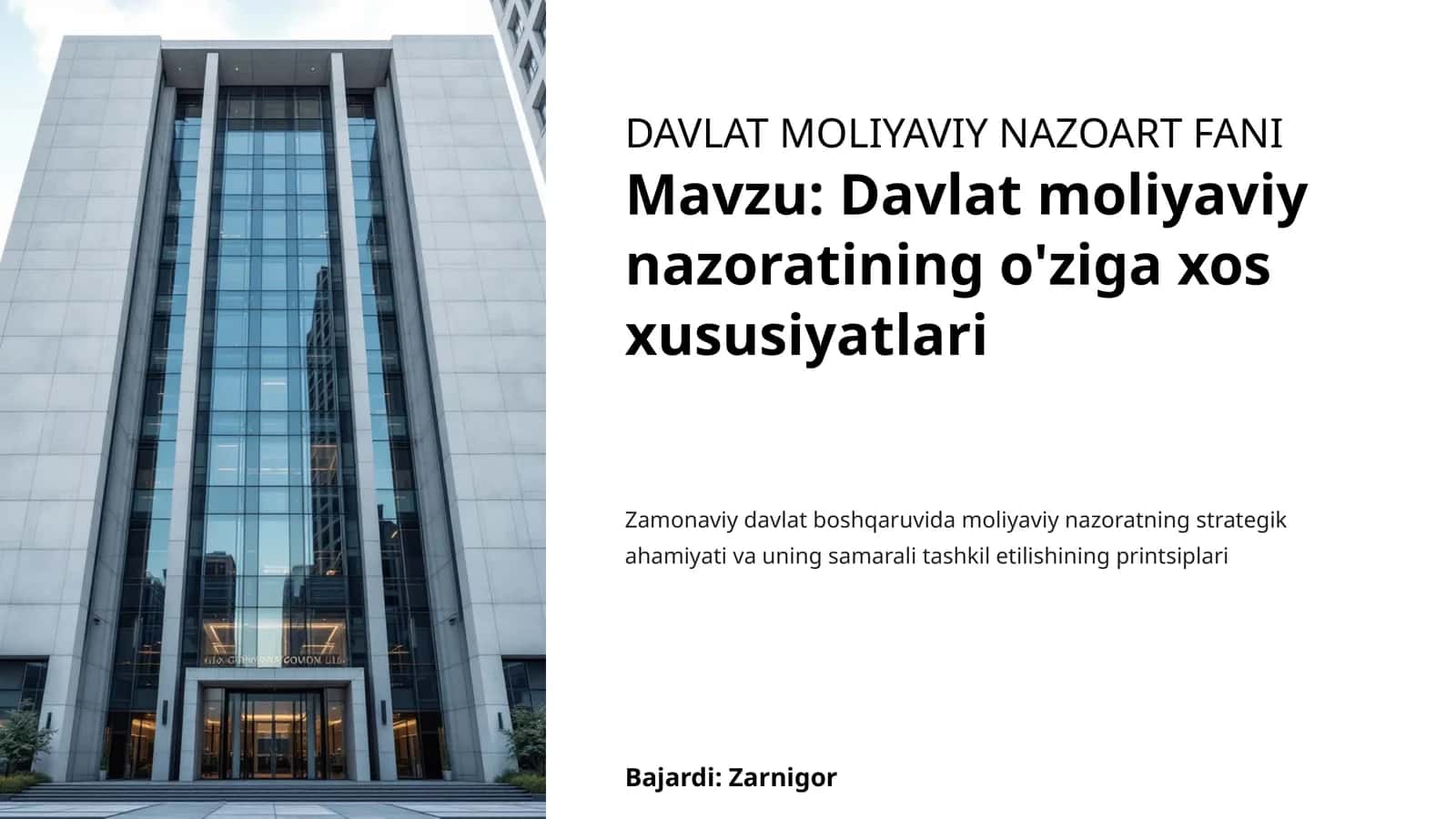 Davlat Moliyaviy Nazoart Fani 1