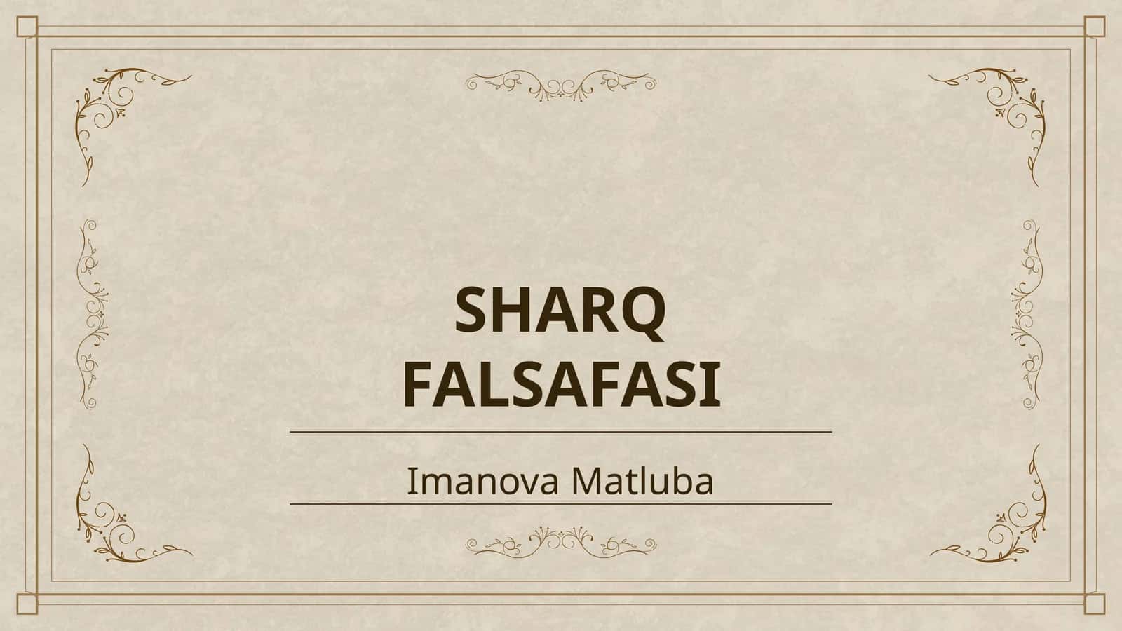 SHARQ FALSAFASI 1