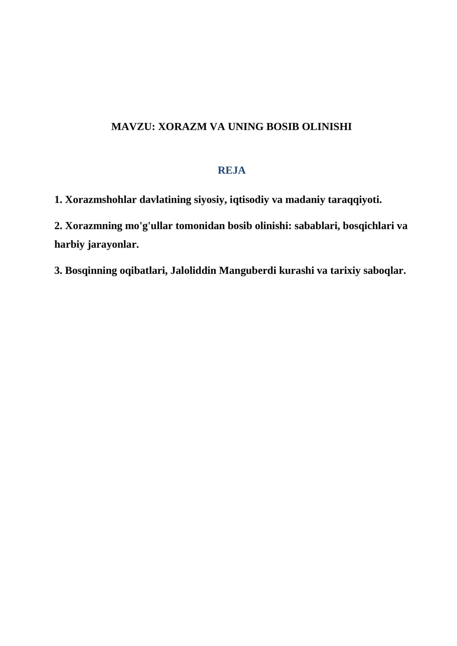 XORAZM VA UNING BOSIB OLINISHI 1