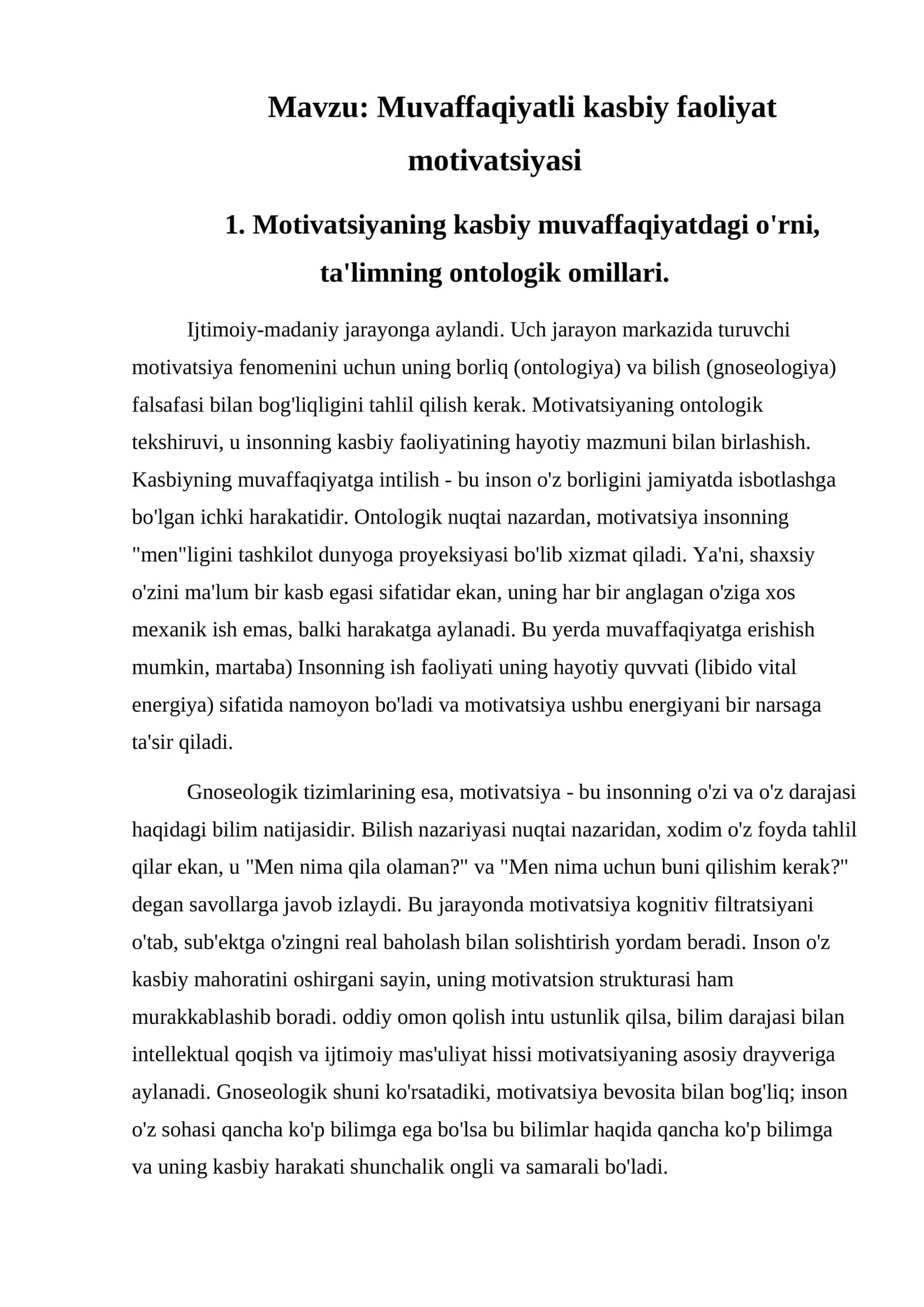 Muvaffaqiyatli kasbiy faoliyat motivatsiyasi 1