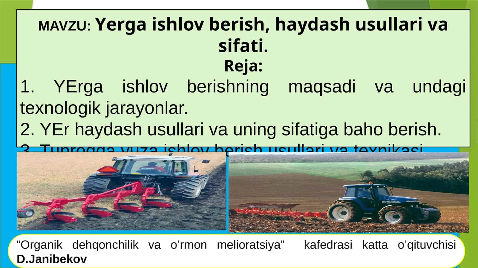 Organik dehqonchilik va o'rmon melioratsiya 1
