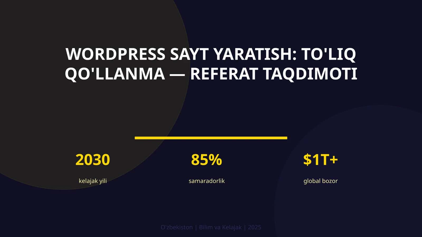 WordPress sayt yaratish: to'liq qo'llanma — referat taqdimoti 1