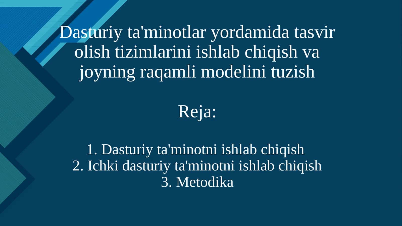 Dasturiy Ta'minotni Ishlab Chiqish 1