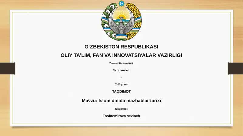 Islom dinida mazhablar tarixi 1